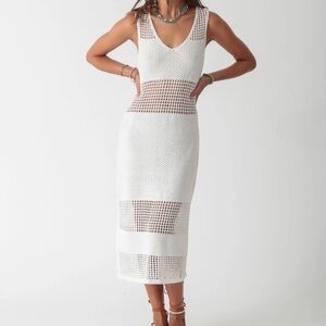 Electric & Rose White Crochet Maxi Dress